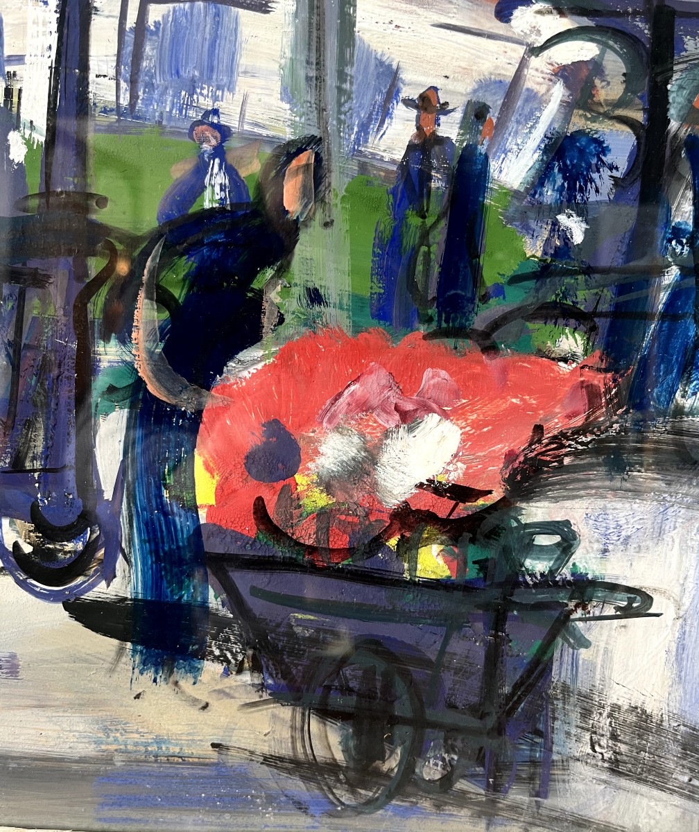 Charles BEGO (1918-1983)  Gouache sur Papier Quartier de PARIS-photo-2