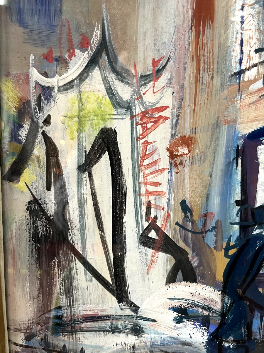 Charles BEGO (1918-1983)  Gouache sur Papier Quartier de PARIS-photo-3