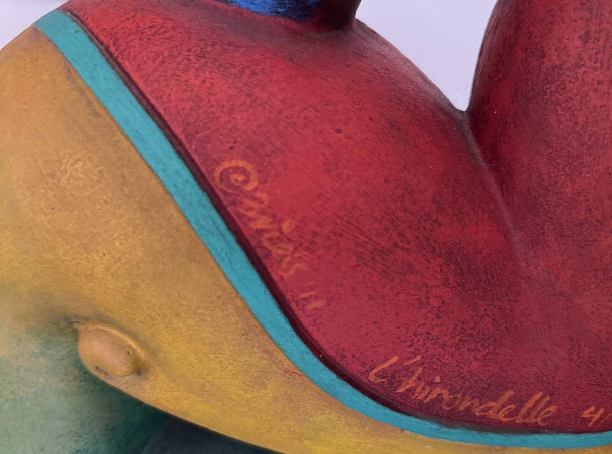 Clemens Briels (1946) Dutch Painter. Polychrome Resin Sculpture.-photo-1