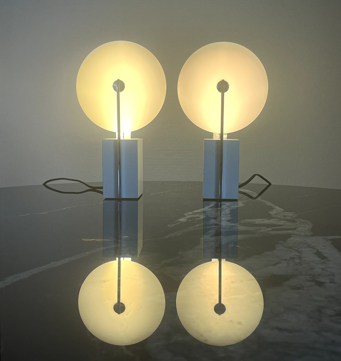  Sabine Charoy Pair Of Table Lamps Model 10606 Verre Lumière Edition France 1981-photo-2