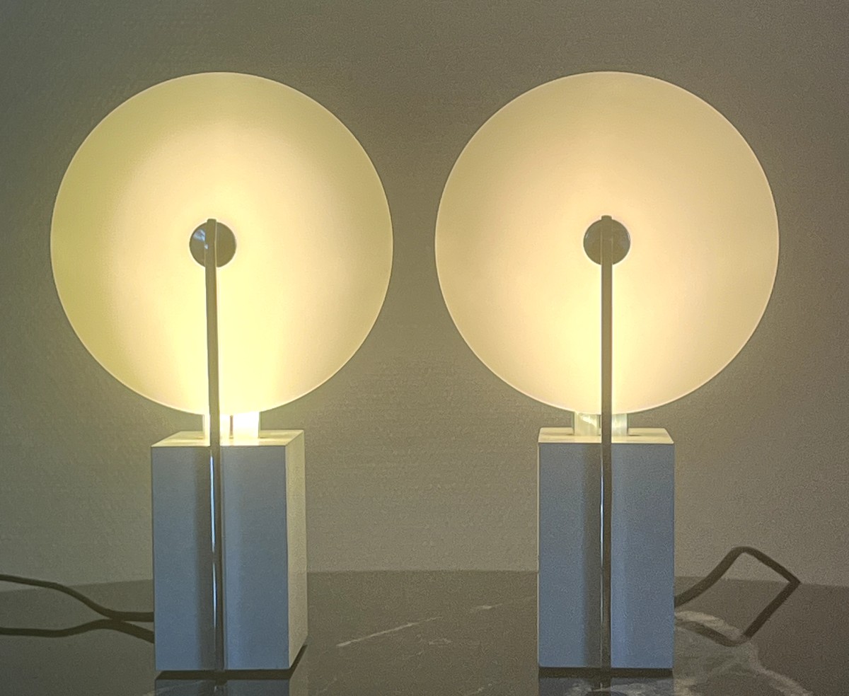  Sabine Charoy Pair Of Table Lamps Model 10606 Verre Lumière Edition France 1981-photo-3