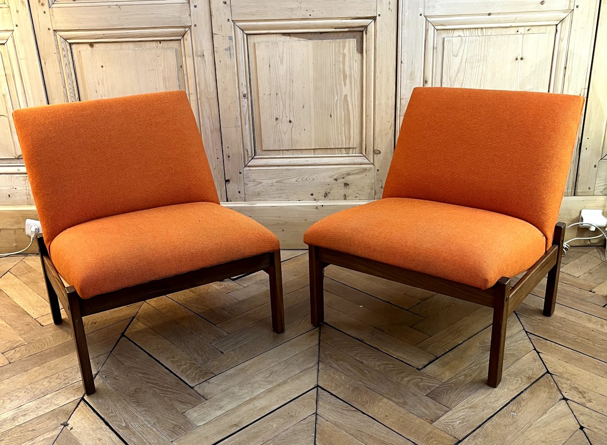 Yngve EKSTRÖM  Paire de Chauffeuse Scandinave de 1960  Éditeur Pastoe