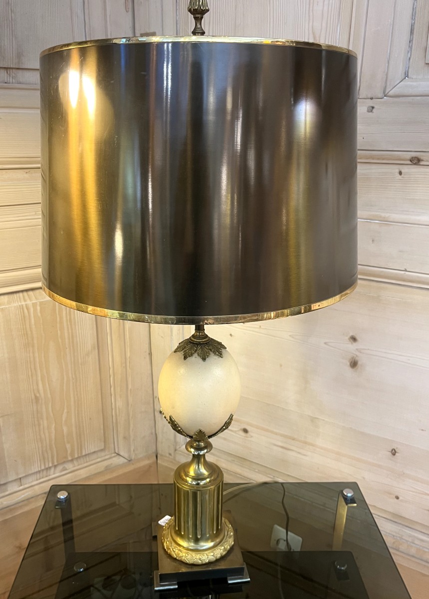 Maison Charles & Fils Egg Lamp, Bronze And Brass, France, 1970-photo-3