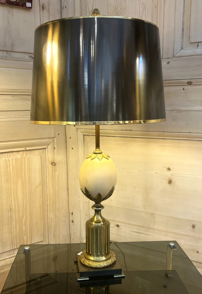 Maison Charles & Fils Egg Lamp, Bronze And Brass, France, 1970