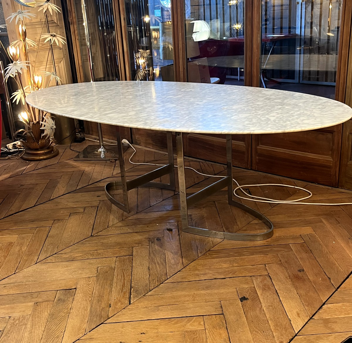 Table Ovale en Marbre de Vittorio INTROINI  Éditeur Fratelli Saporiti Italie 1970-photo-3