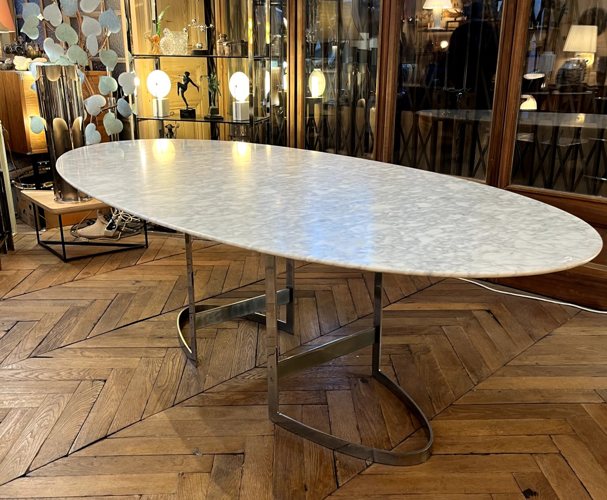 Table Ovale en Marbre de Vittorio INTROINI  Éditeur Fratelli Saporiti Italie 1970