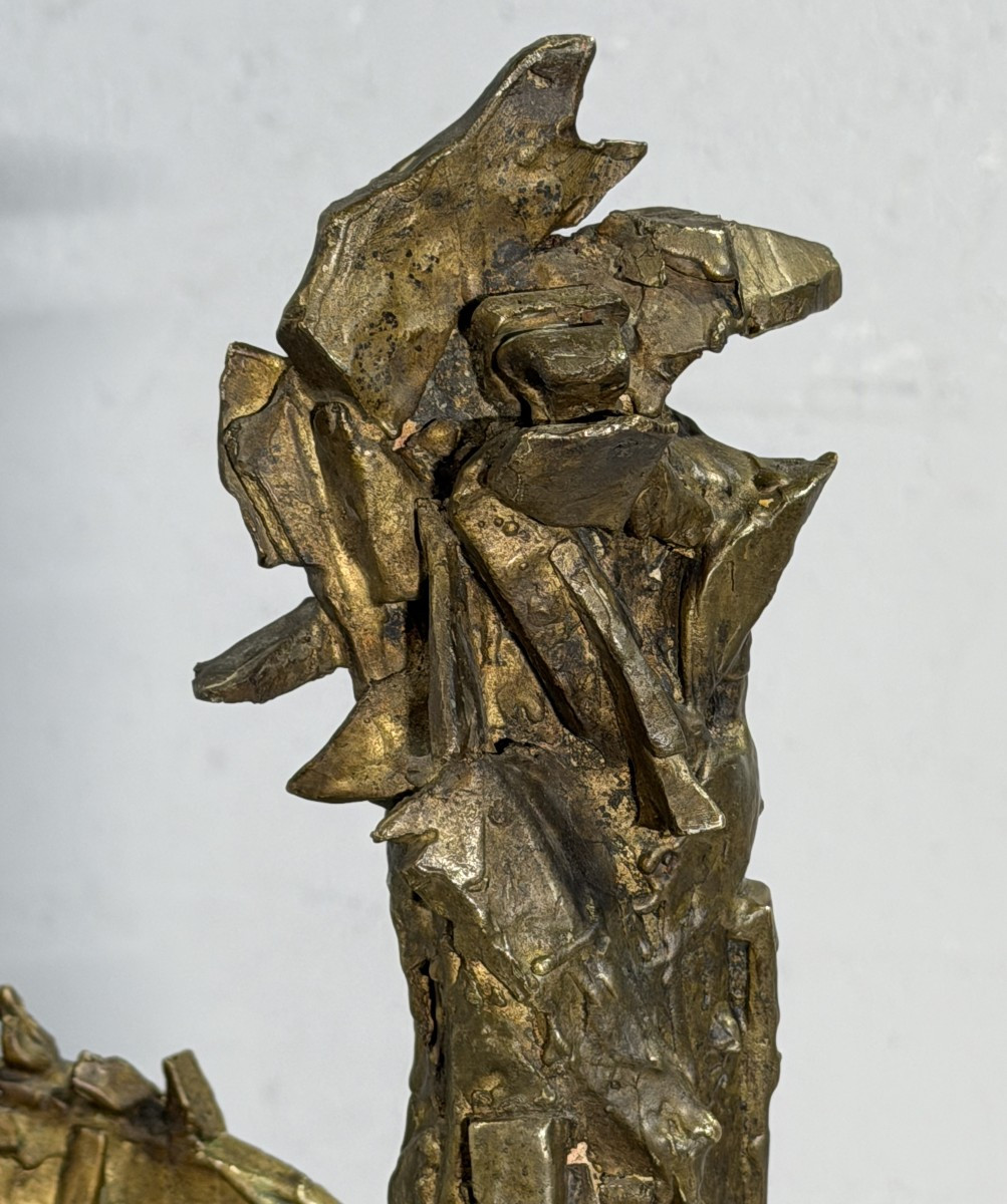 Coq en Bronze de style brutaliste dans l'esprit des oeuvres de César Baldaccini -photo-2