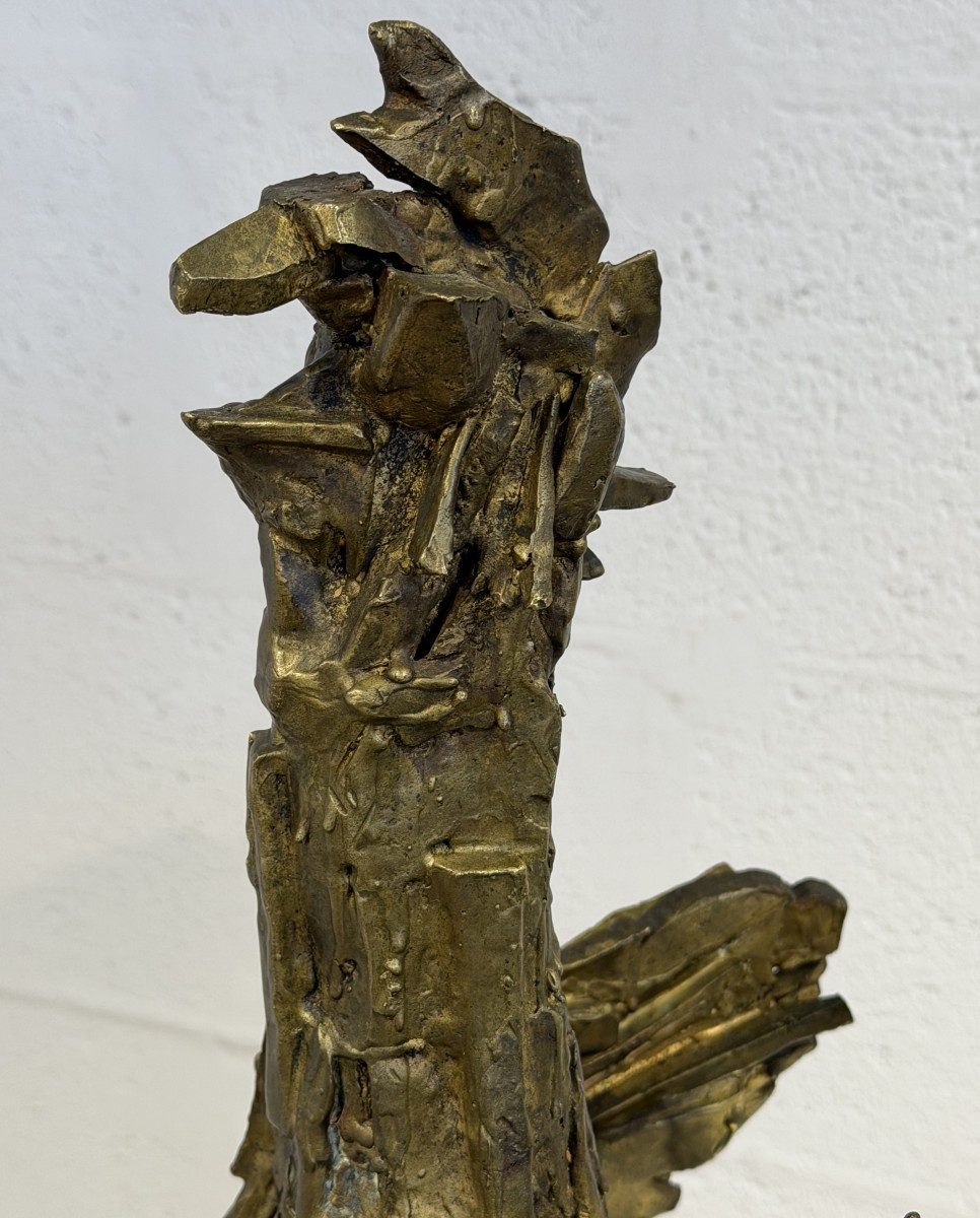 Coq en Bronze de style brutaliste dans l'esprit des oeuvres de César Baldaccini -photo-1