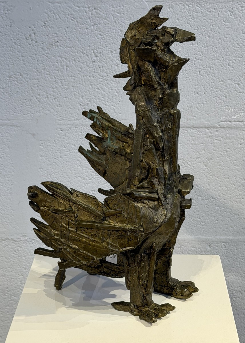 Coq en Bronze de style brutaliste dans l'esprit des oeuvres de César Baldaccini -photo-2