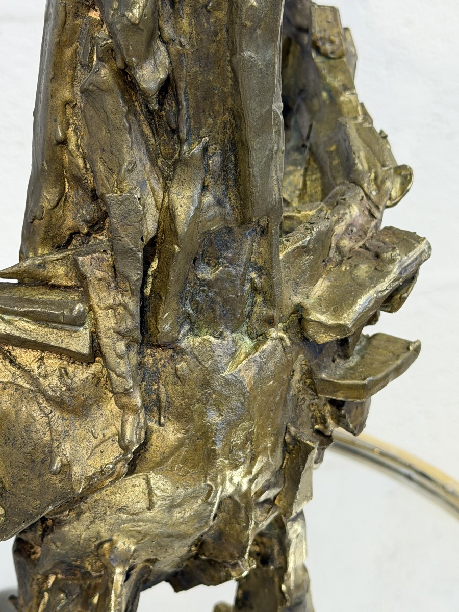 Coq en Bronze de style brutaliste dans l'esprit des oeuvres de César Baldaccini -photo-3