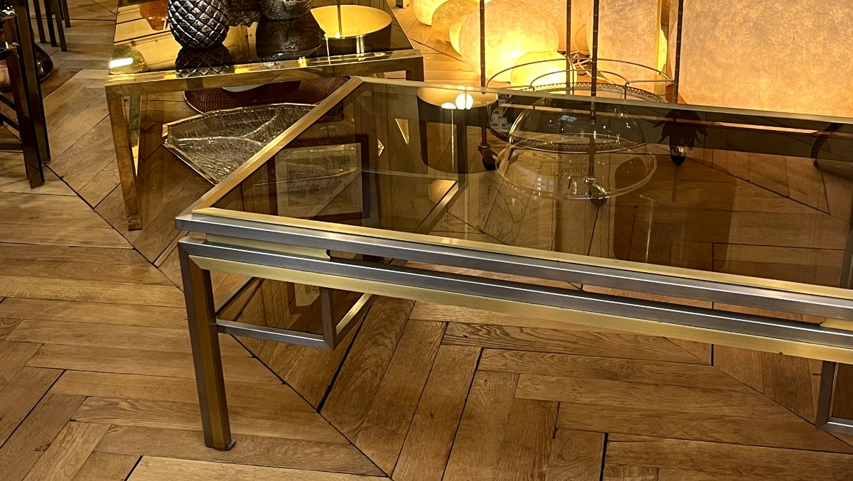 Table basse rectangulaire de Guy Lefèvre, éditée par la Maison Jansen.-photo-4