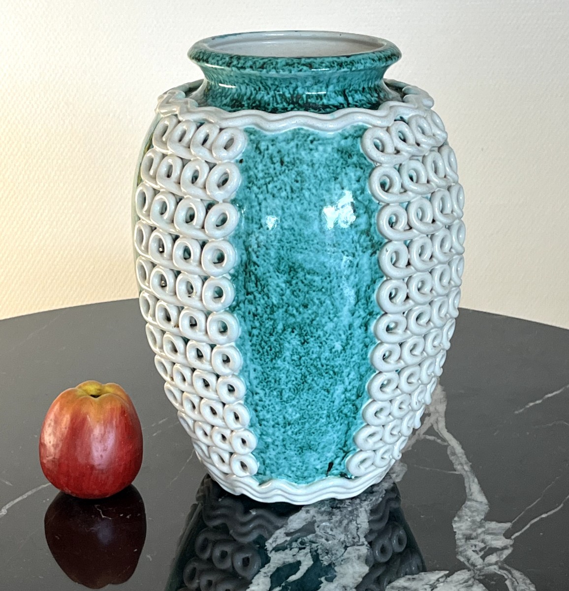 Vase de forme ovoïde en céramique de Gustave Asch pour la Faïencerie de Sainte-Radegonde-photo-2