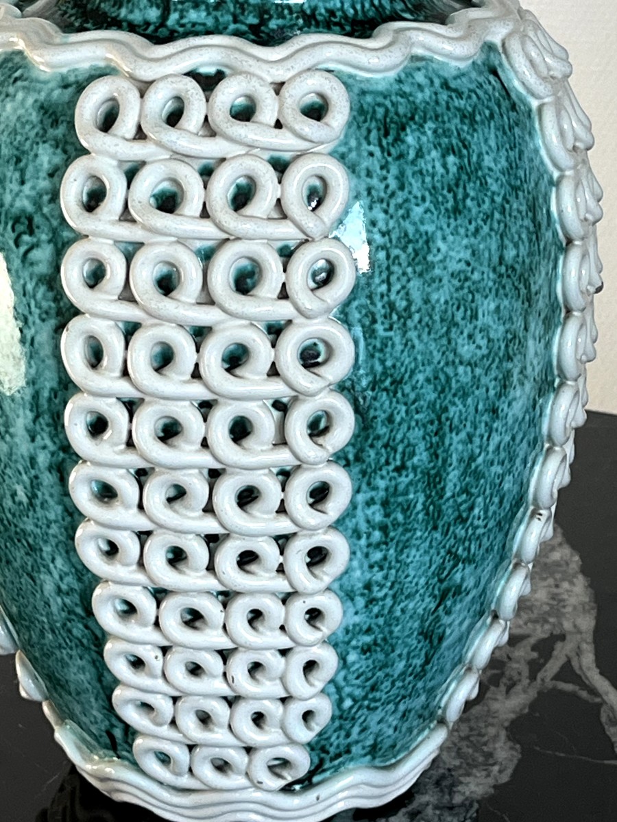 Vase de forme ovoïde en céramique de Gustave Asch pour la Faïencerie de Sainte-Radegonde-photo-4