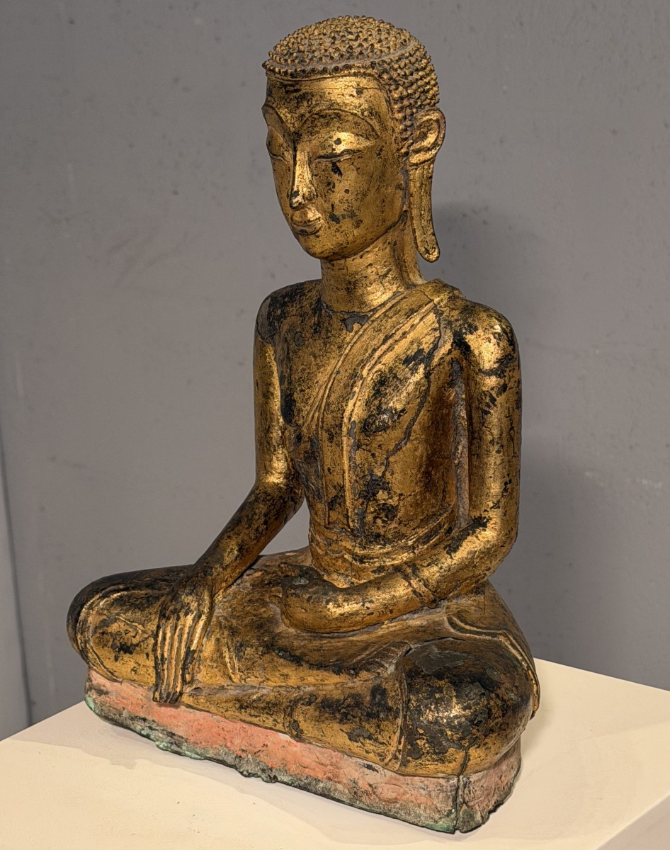 Gold-lacquered Bronze Buddha Thailand 17th Or 18th Century-photo-2