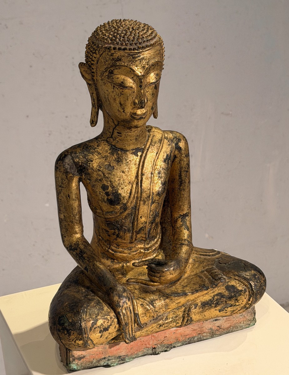Gold-lacquered Bronze Buddha Thailand 17th Or 18th Century-photo-3