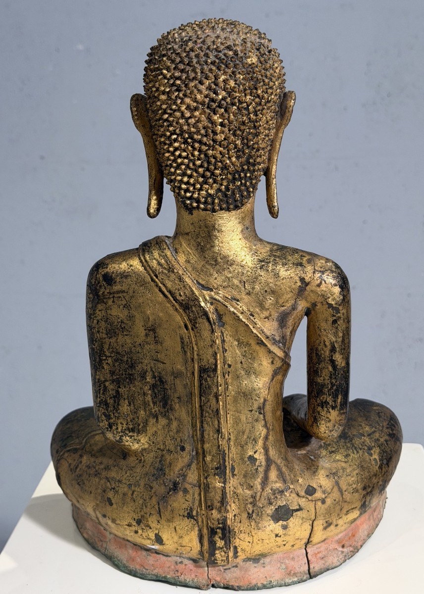 Gold-lacquered Bronze Buddha Thailand 17th Or 18th Century-photo-3