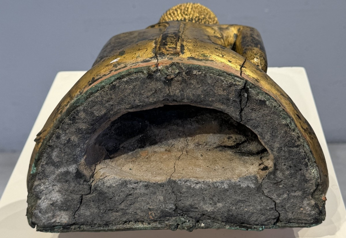 Gold-lacquered Bronze Buddha Thailand 17th Or 18th Century-photo-5