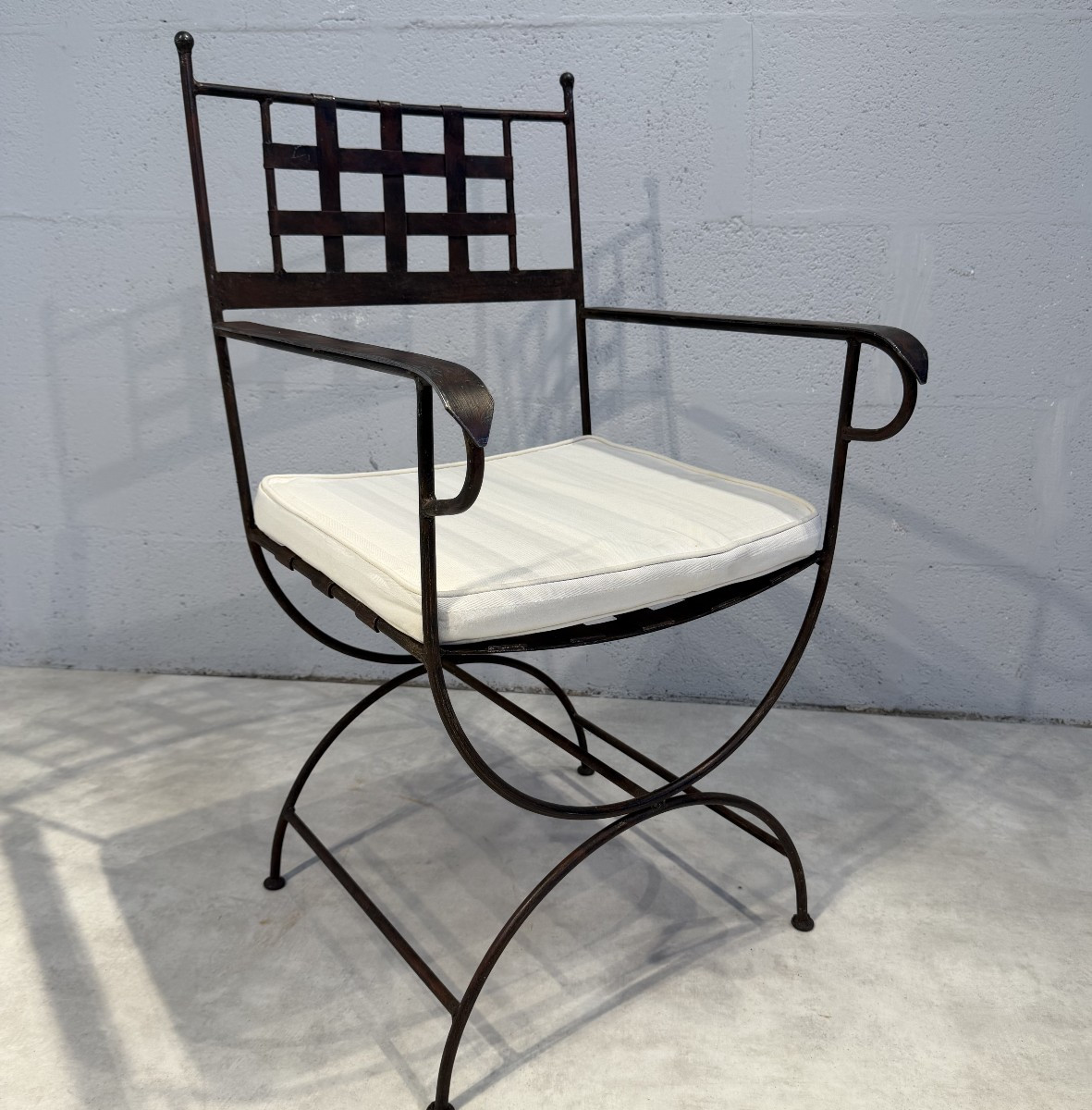 Suite Of 6 Curule-shaped Armchairs And 2 Stools, Made In The 1990s-photo-4