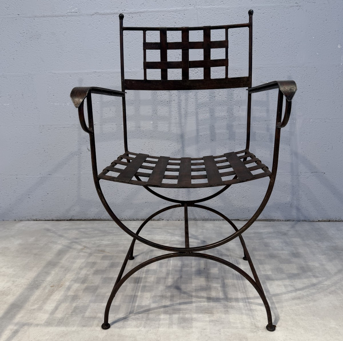 Suite Of 6 Curule-shaped Armchairs And 2 Stools, Made In The 1990s-photo-4