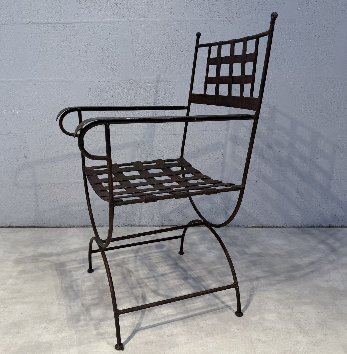 Suite Of 6 Curule-shaped Armchairs And 2 Stools, Made In The 1990s-photo-5