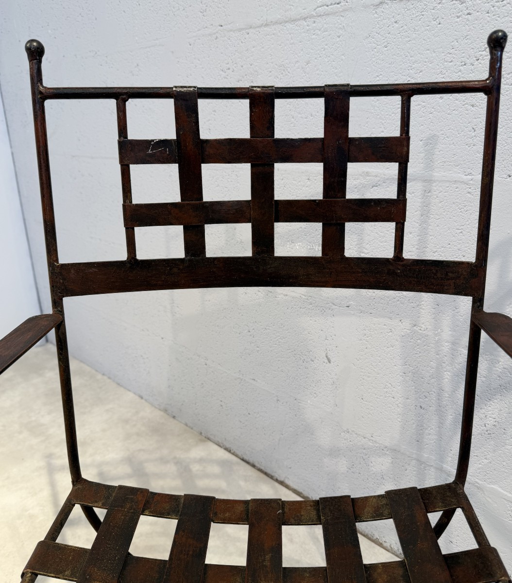 Suite Of 6 Curule-shaped Armchairs And 2 Stools, Made In The 1990s-photo-8