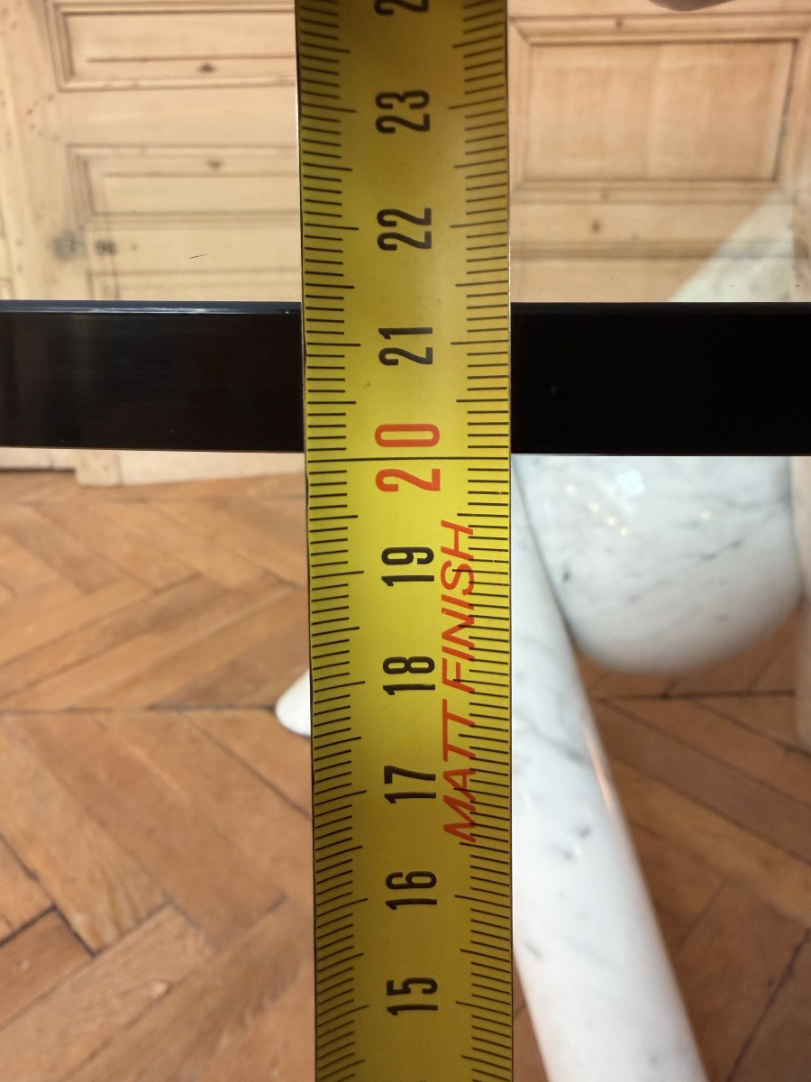 Ligne Roset Table Glass Top Marble Leg France 1970-photo-5