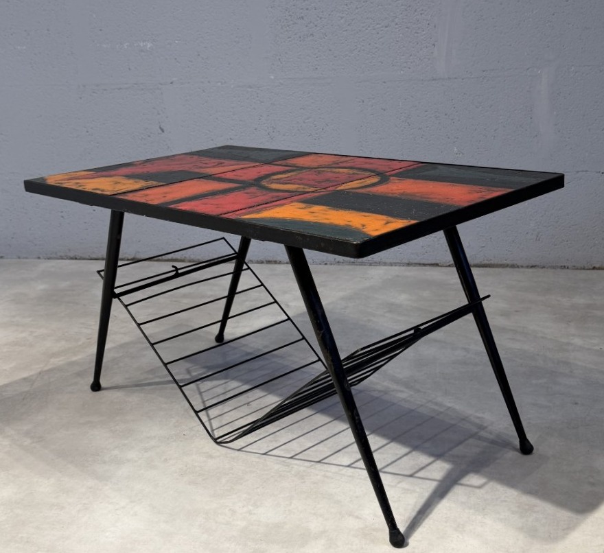 Paire de tables basses en céramique de pierre de lave émaillée des frères Cloutier -photo-2