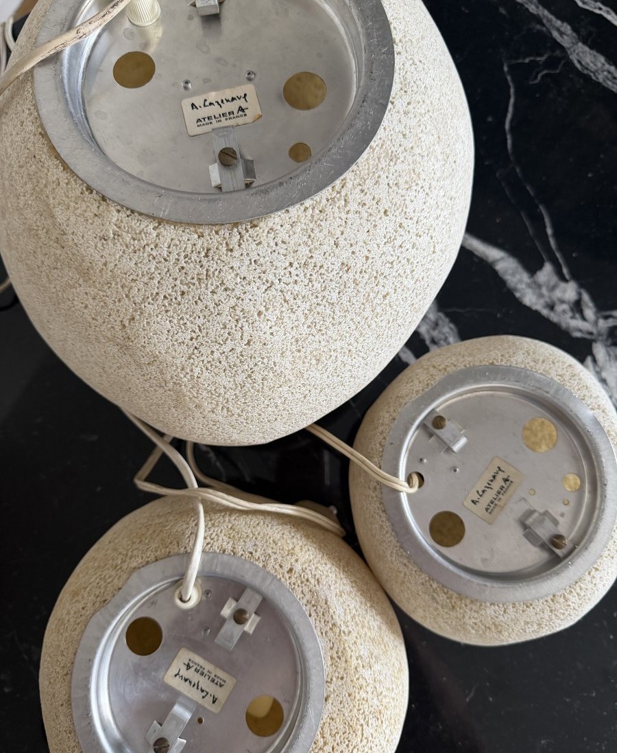 André Cazenave  Atelier A Publisher  Dora Model  Set Of Three “rock” Lamps -photo-3