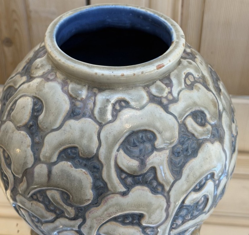 Vase boule en grès art déco de la manufacture Revernay à Digoin, France 1930-photo-4
