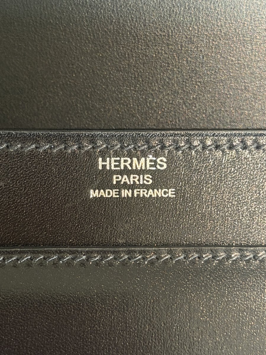 HERMÈS, Paris, Made in France,  pochette VERROU en veau box noir-photo-6