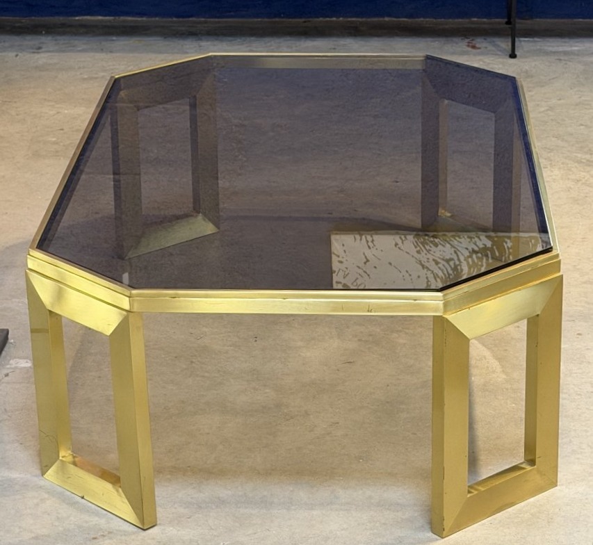 Octagonal Brass Coffee Table, Designed By Anna Nora-photo-2