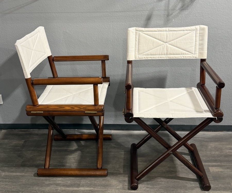 Pair Of Director's Chairs, Wood And Canvas-photo-2