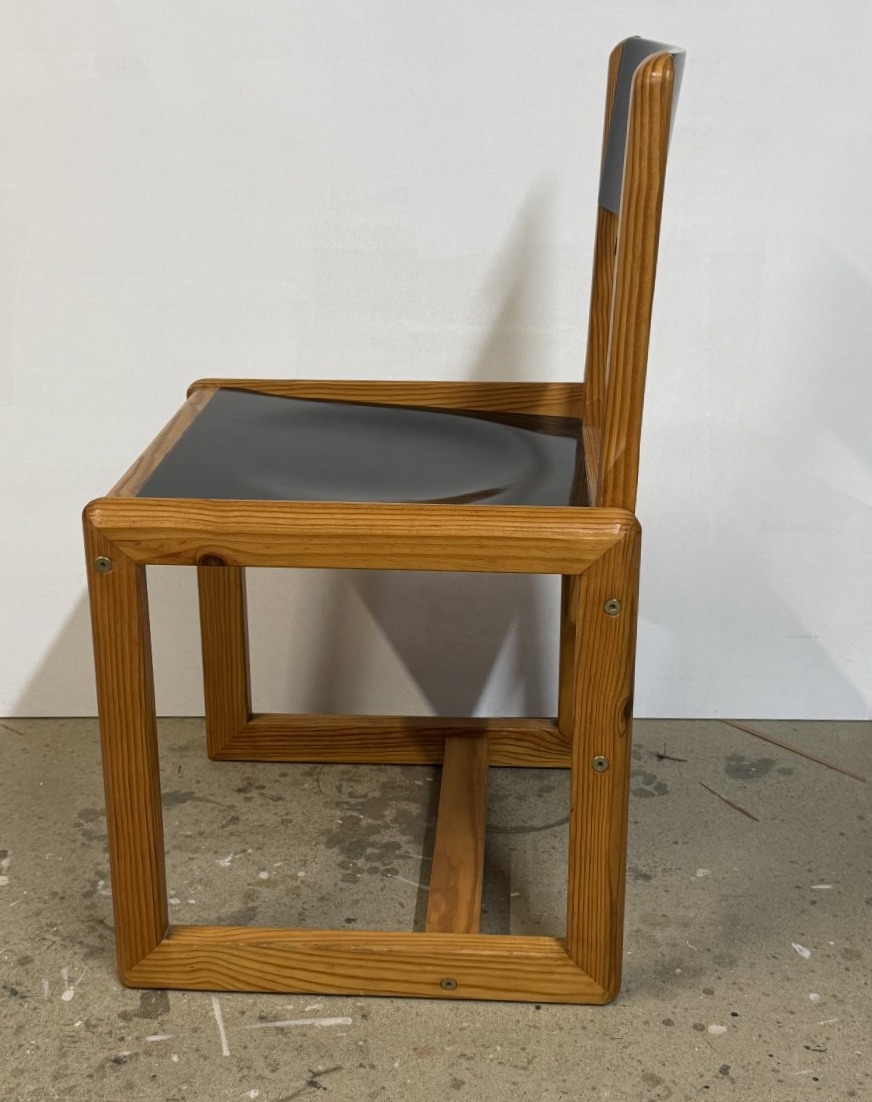 Set Of Ten André Sornay Chairs, Black Lacquer And Solid Pine, Lyon, Circa 1960-photo-2