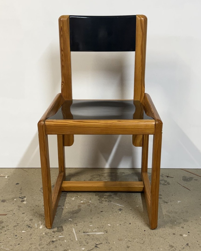 Set Of Ten André Sornay Chairs, Black Lacquer And Solid Pine, Lyon, Circa 1960-photo-3