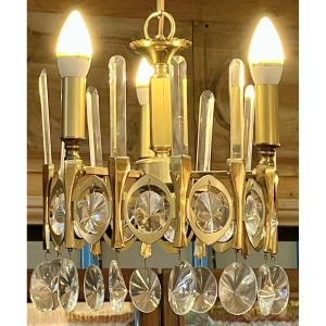 Gaetano Sciolari  Lustre Modèle Ovali  Laiton et Verre