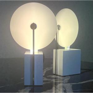 Sabine CHAROY Paire de lampes de table Modèle 10606 édition Verre Lumière France 1981