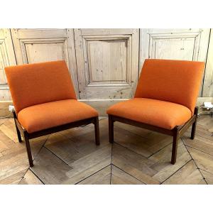 Yngve EKSTRÖM  Paire de Chauffeuse Scandinave de 1960  Éditeur Pastoe