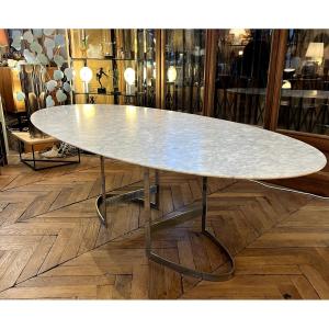 Oval Marble Table By Vittorio Introini Publisher Fratelli Saporiti Italy 1970