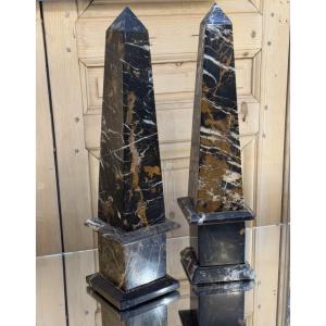 Pair Of Marble Obelisks, Italy, 20th Century