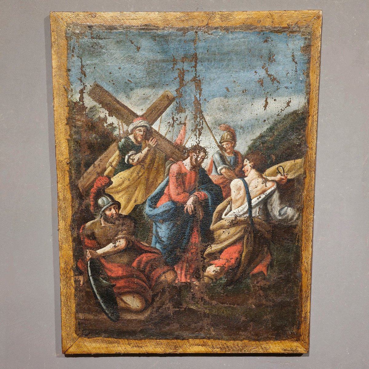 Peinture Ancienne Représentant La Via Crucis