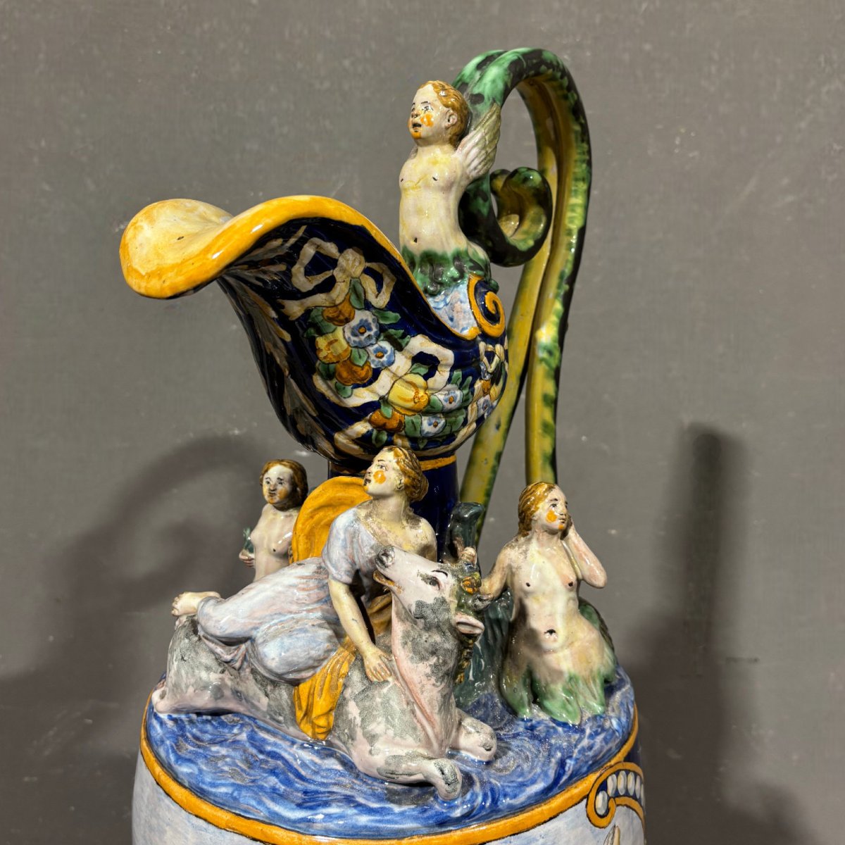 Ancient And Large Painted Pourer, The Triumph Of Amphitrite G.mollica-photo-3