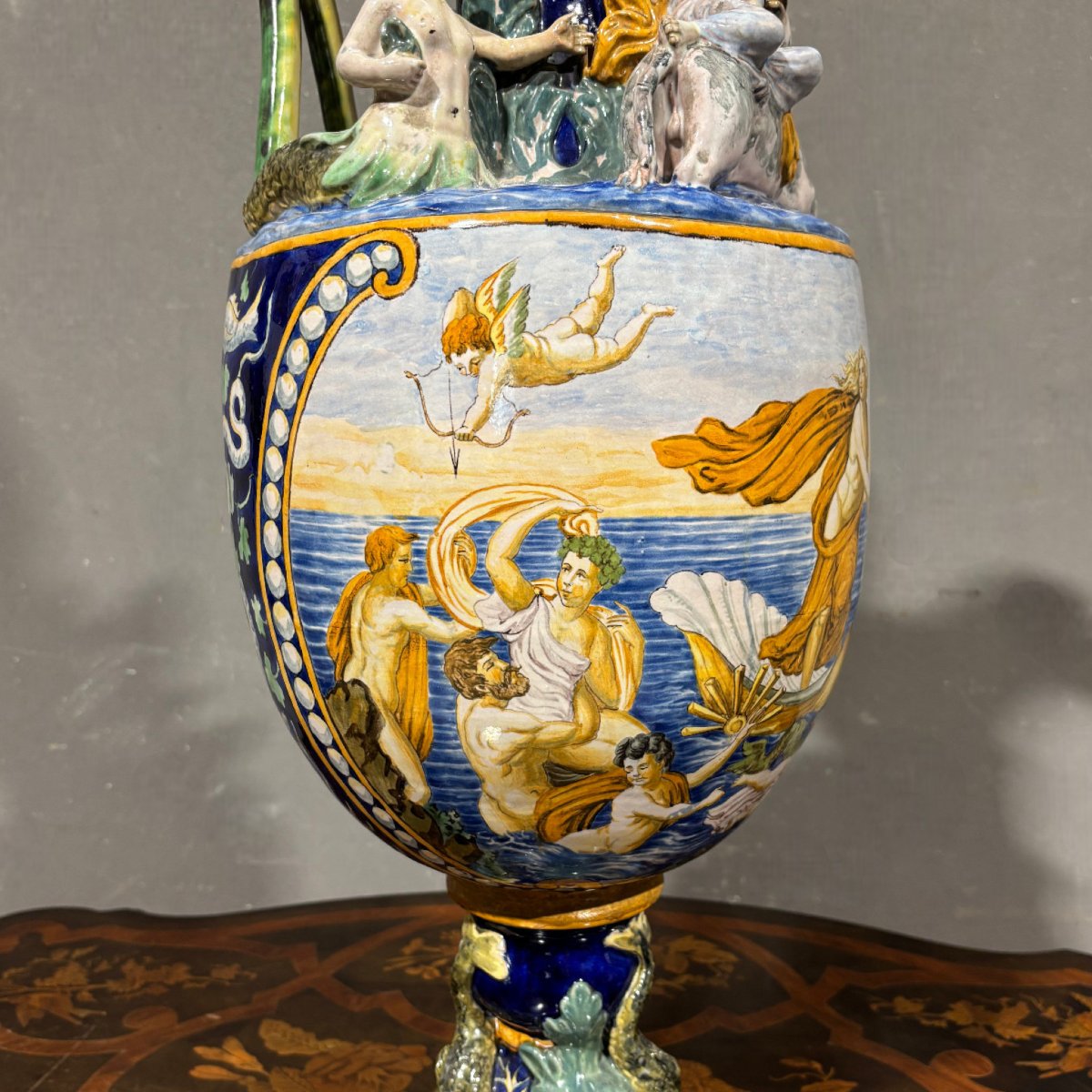 Ancient And Large Painted Pourer, The Triumph Of Amphitrite G.mollica-photo-2