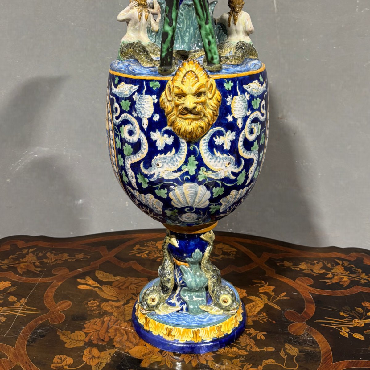 Ancient And Large Painted Pourer, The Triumph Of Amphitrite G.mollica-photo-3