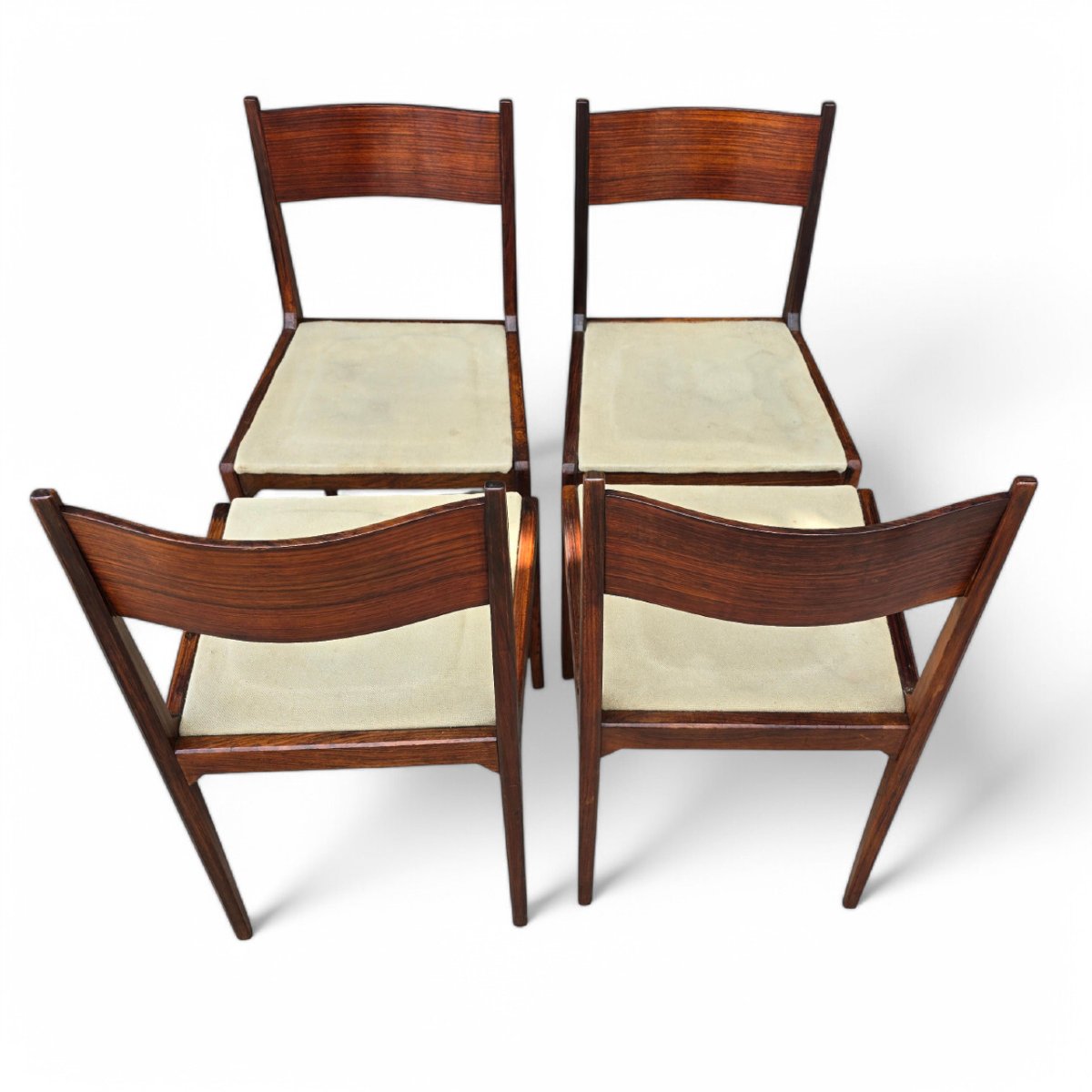 Sergio Mazza 4 Vintage Chairs 50s Rosewood Italian Design-photo-3