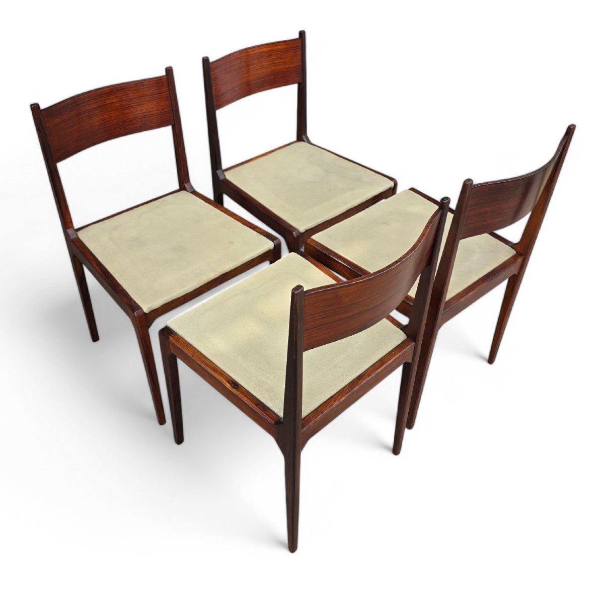 Sergio Mazza 4 Vintage Chairs 50s Rosewood Italian Design-photo-4