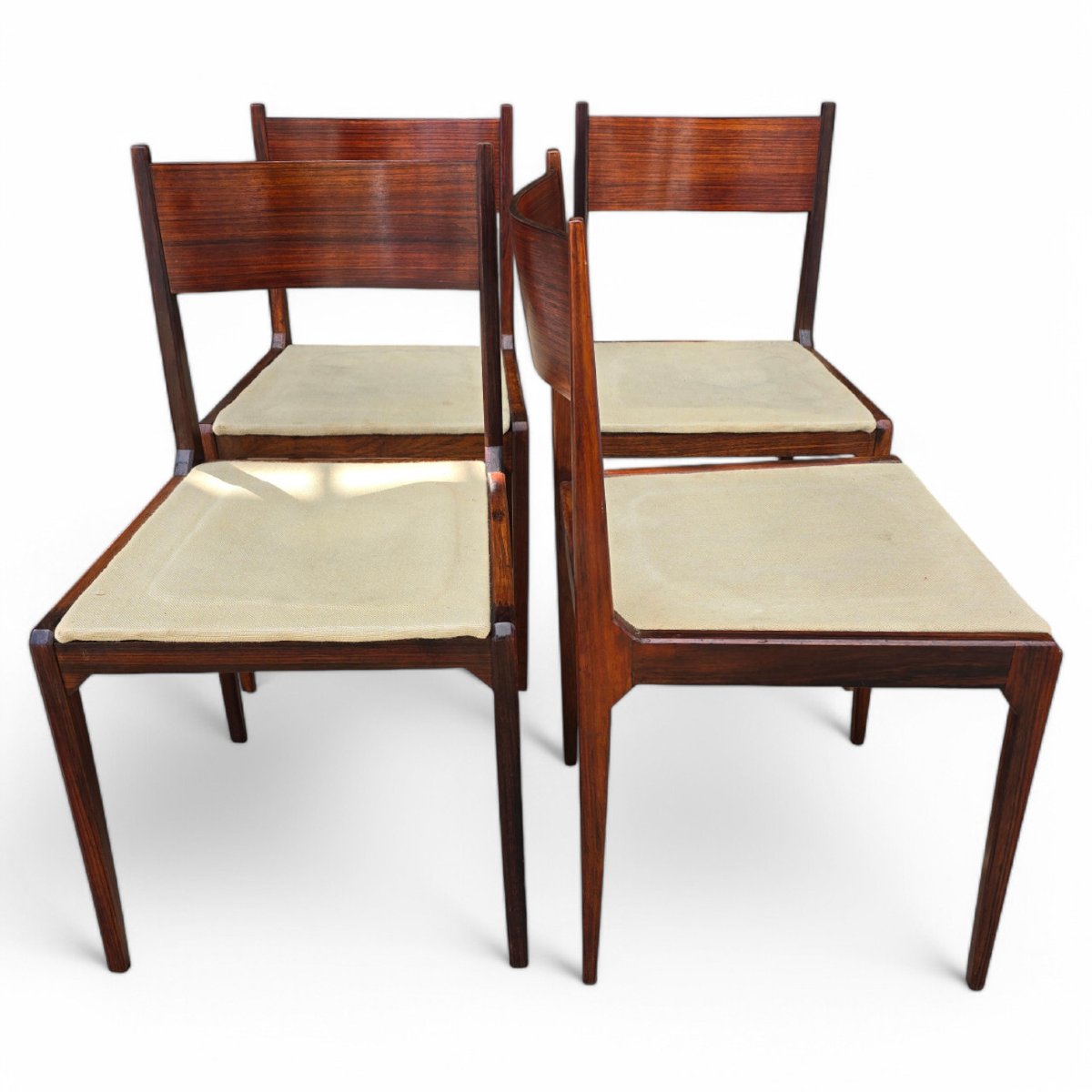 Sergio Mazza 4 Vintage Chairs 50s Rosewood Italian Design-photo-2