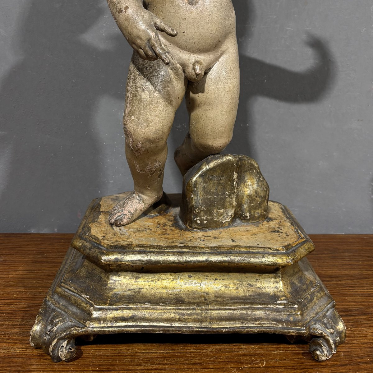Sculpture En Bois Du XVIIIe Siècle l'Enfant Jésus Bénissant-photo-3