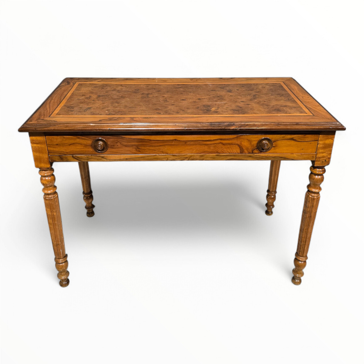 Bureau victorien ancien en ronce de noyer