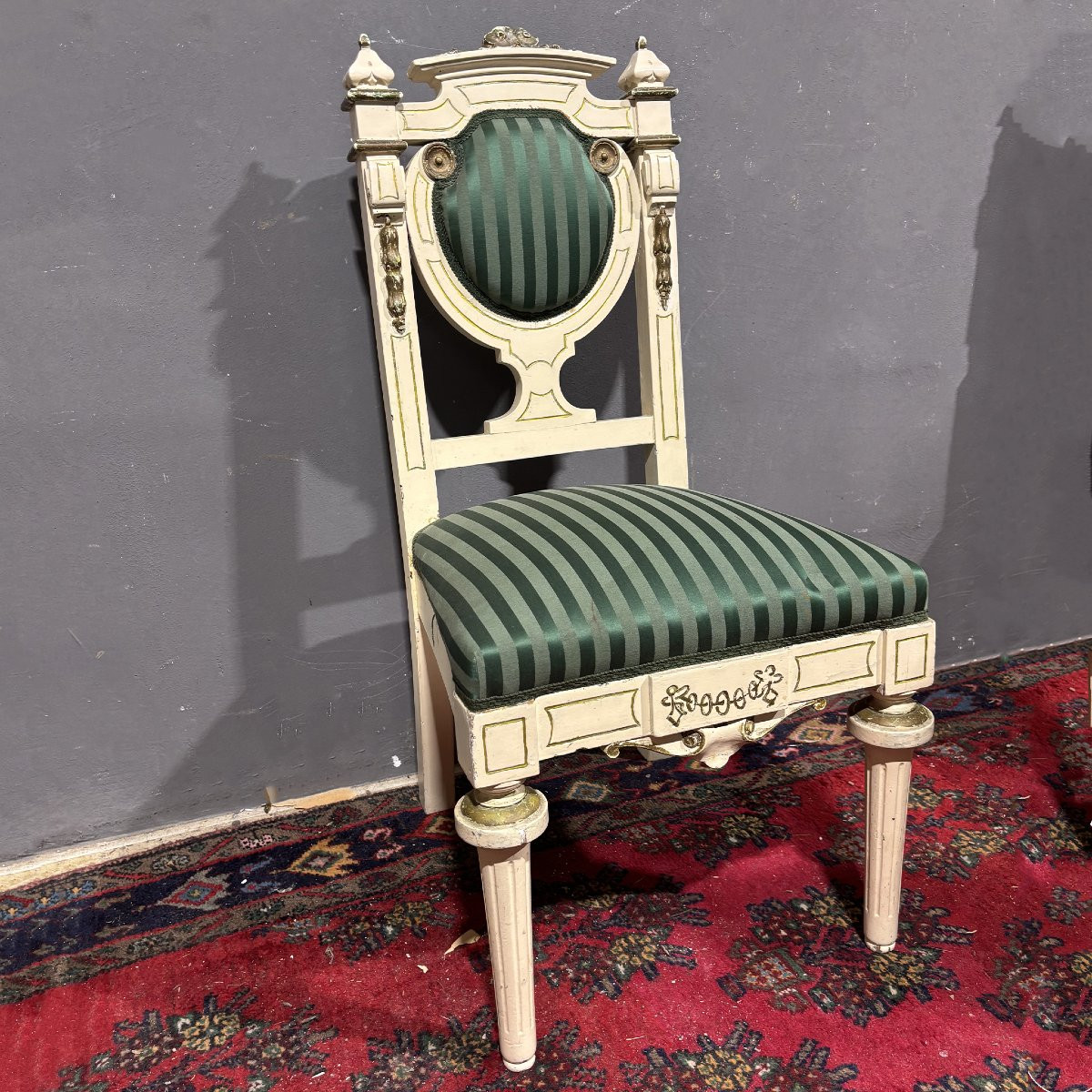 Antique Group Of Lacquered And Gilded Chairs-photo-3