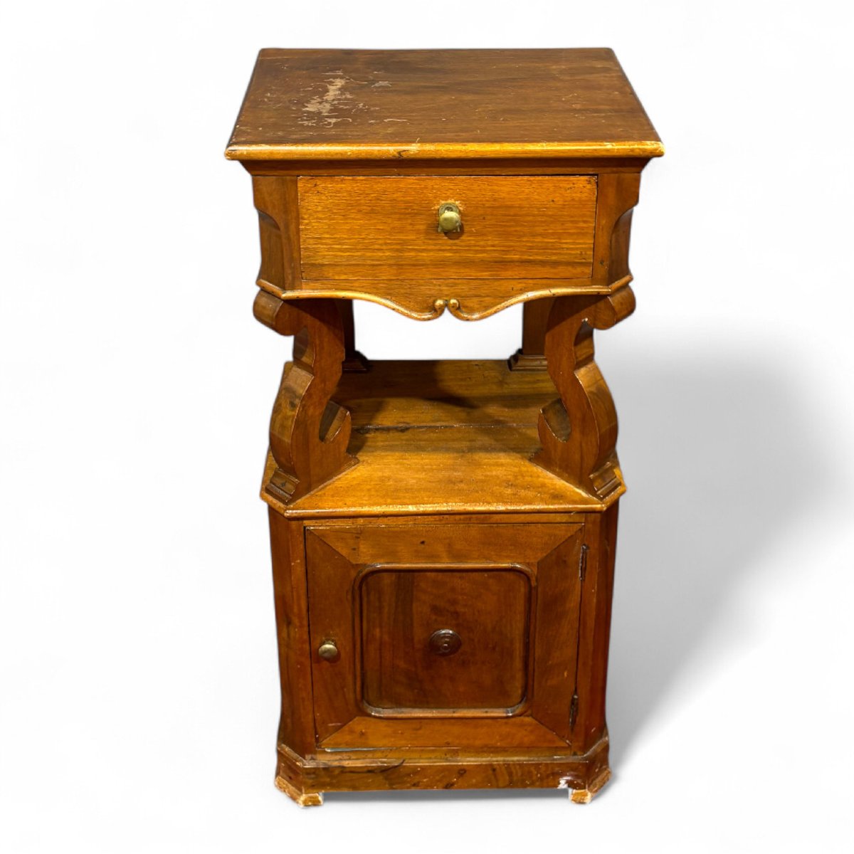 Elegant Late 19th Century Comma-shaped Bedside Table-photo-2